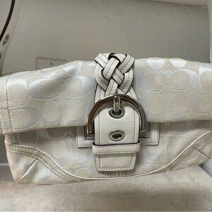 Vintage Coach  2006 White Clutch with Braided Detail in Leather